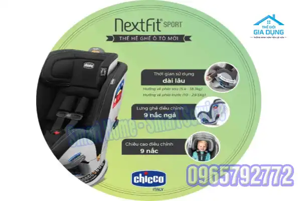 Ghế ô tô chicco nextfit zip isofix màu đen ghi